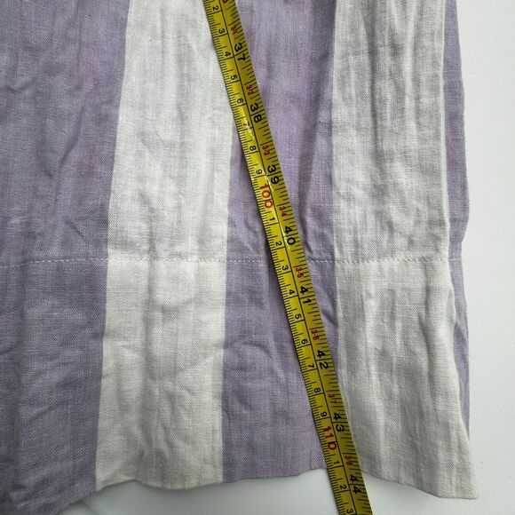 URBAN OUTFITTERS | Small Striped Midi Dress Purple Linen Button Front Pockets - Picture 8 of 9